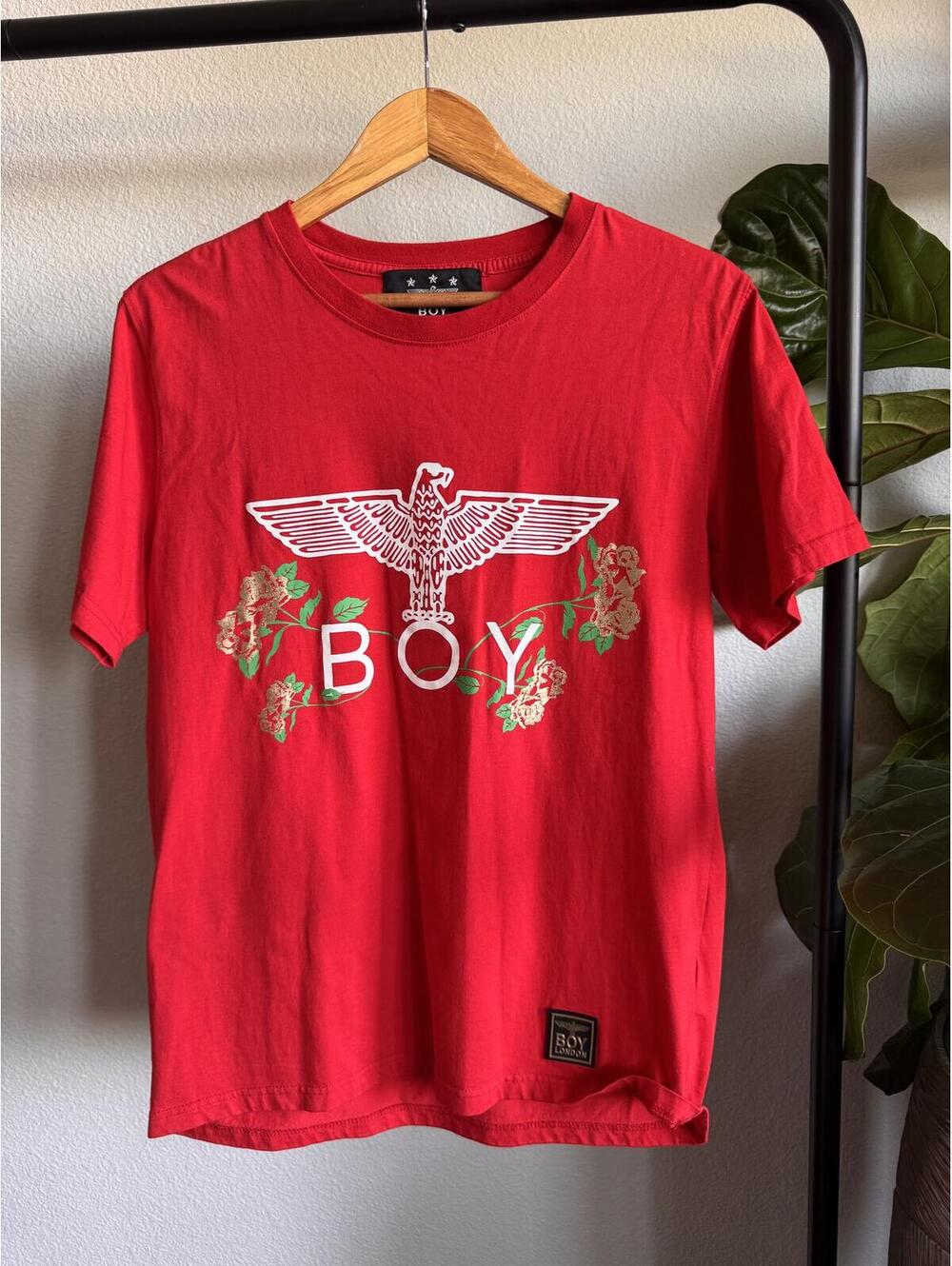 BOY London Red Gold Rose Graphic Tee Streetwear Shirt Size L